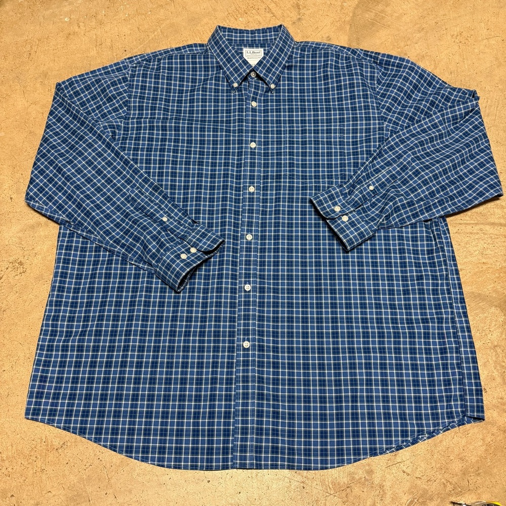 L.L. Bean Blue Checkered Men's Shirt